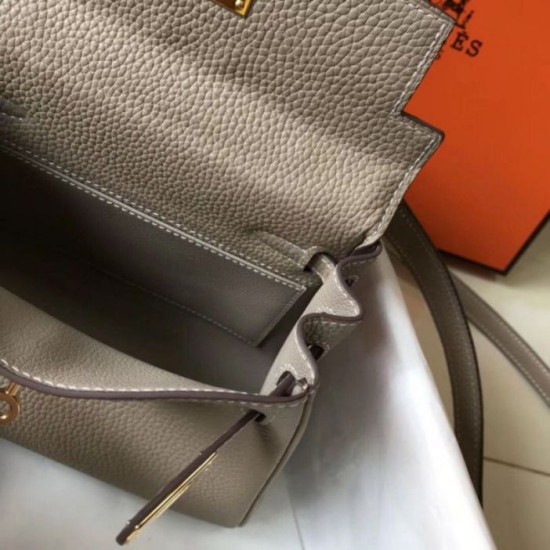 Replica Hermes Mini Kelly 20cm Bag Grey Clemence 