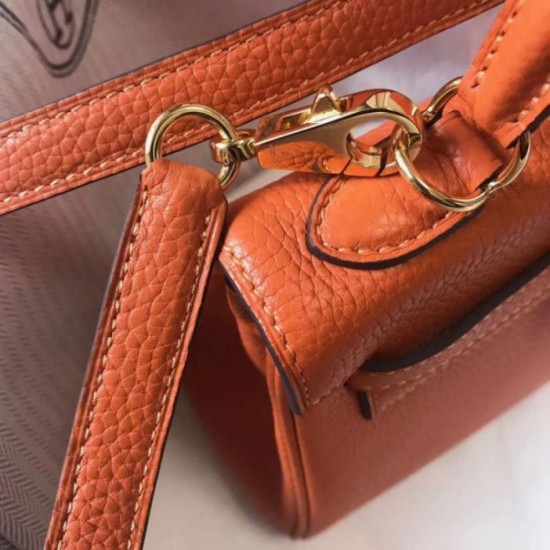 Replica Hermes Mini Kelly 20cm Bag Orange Clemence 