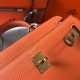 Replica Hermes Mini Kelly 20cm Bag Orange Clemence 