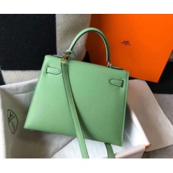 Replica Hermes Kelly 25cm Sellier Bag Vert Criquet Epsom 