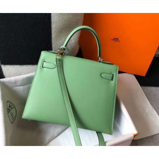 Replica Hermes Kelly 25cm Sellier Bag Vert Criquet Epsom 