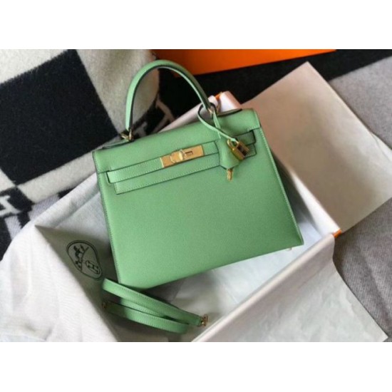 Replica Hermes Kelly 25cm Sellier Bag Vert Criquet Epsom 