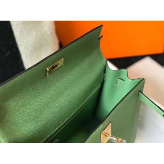 Replica Hermes Kelly 25cm Sellier Bag Vert Criquet Epsom 