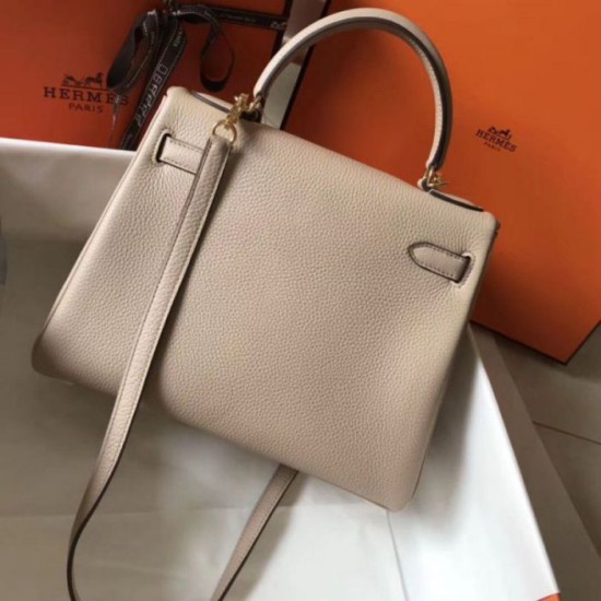 Replica Hermes Kelly 28cm Retourne Bag Argile Clemence 