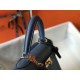 Replica Hermes Kelly 28cm Retourne Bag Blue Agate Clemence 