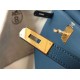 Replica Hermes Kelly 28cm Retourne Bag Blue Agate Clemence 