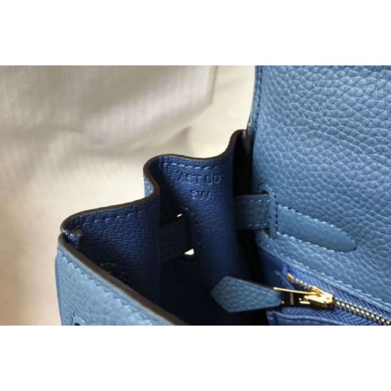 Replica Hermes Kelly 28cm Retourne Bag Blue Agate Clemence 