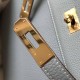 Replica Hermes Kelly 28cm Retourne Bag Blue Lin Clemence 