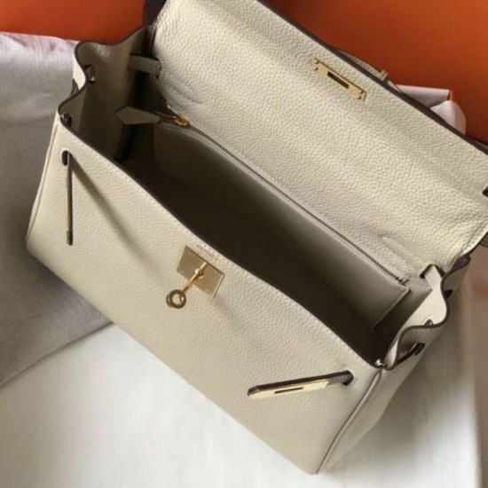 Replica Hermes Kelly 28cm Retourne Bag Beton Clemence 