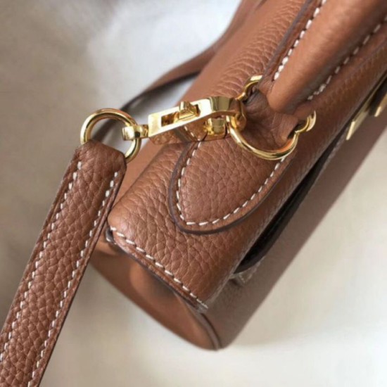 Replica Hermes Kelly 28cm Retourne Bag Gold Clemence 