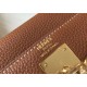 Replica Hermes Kelly 28cm Retourne Bag Gold Clemence 