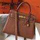 Replica Hermes Kelly 28cm Retourne Bag Gold Clemence 