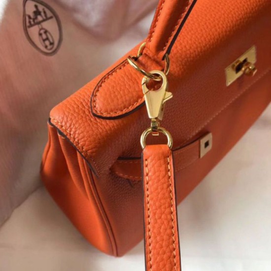 Fake Hermes Kelly 28cm Retourne Bag Orange Clemence  Replica