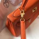 Fake Hermes Kelly 28cm Retourne Bag Orange Clemence  Replica