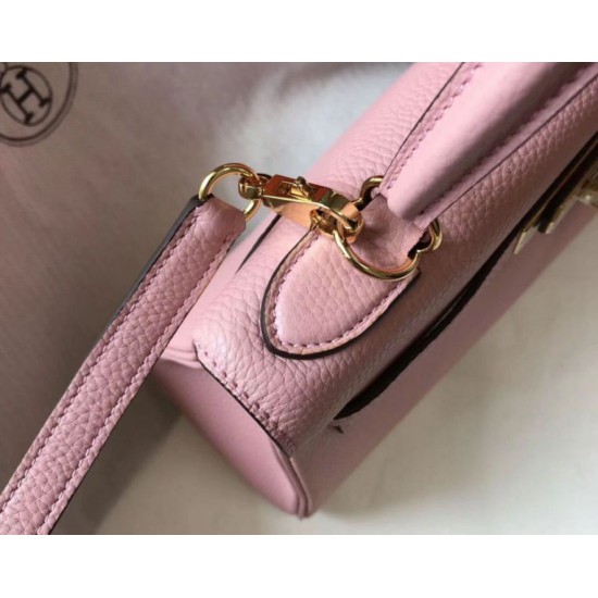 Replica Hermes Kelly 28cm Retourne Bag Pink Clemence 
