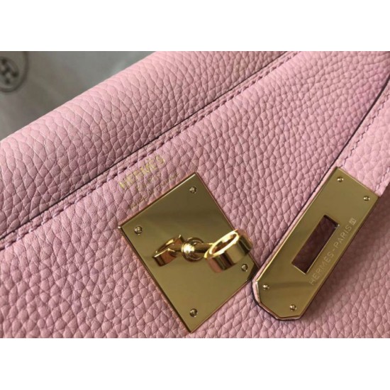 Replica Hermes Kelly 28cm Retourne Bag Pink Clemence 