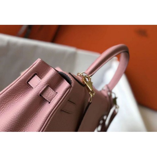 Replica Hermes Kelly 28cm Retourne Bag Pink Clemence 