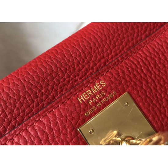 Fake Hermes Kelly 28cm Retourne Bag Red Clemence  Replica