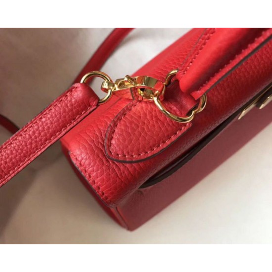 Fake Hermes Kelly 28cm Retourne Bag Red Clemence  Replica
