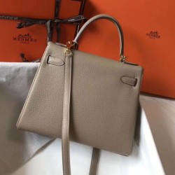 Replica Hermes Kelly 28cm Retourne Bag Tourterelle Clemence 