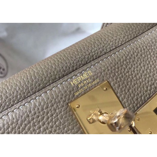 Replica Hermes Kelly 28cm Retourne Bag Tourterelle Clemence 