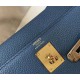 Fake Hermes Kelly 32cm Retourne Bag Blue Agate Clemence  Replica