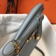 Replica Hermes Kelly 32cm Retourne Bag Blue Lin Clemence 