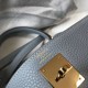 Replica Hermes Kelly 32cm Retourne Bag Blue Lin Clemence 
