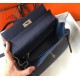Replica Hermes Kelly 32cm Retourne Bag Navy Blue Clemence 