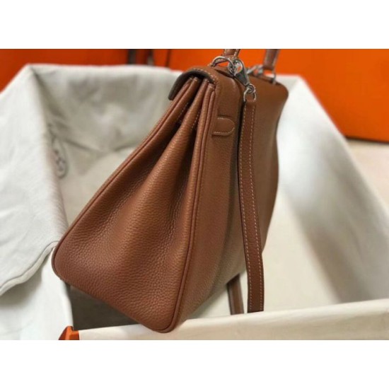 Replica Hermes Kelly 32cm Retourne Bag Gold Clemence 