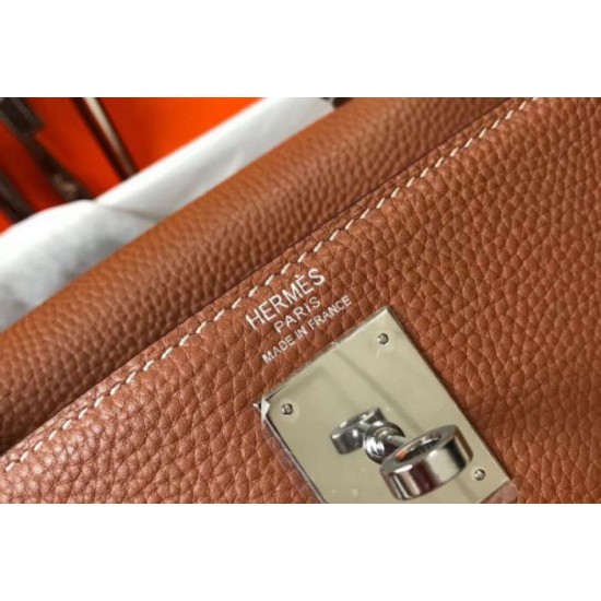 Replica Hermes Kelly 32cm Retourne Bag Gold Clemence 