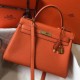 Replica Hermes Kelly 32cm Retourne Bag Orange Clemence 