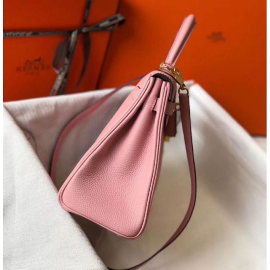 Replica Hermes Kelly 32cm Retourne Bag Pink Clemence 