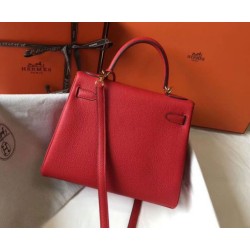 Replica Hermes Kelly 32cm Retourne Bag Red Clemence 