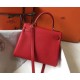 Replica Hermes Kelly 32cm Retourne Bag Red Clemence 