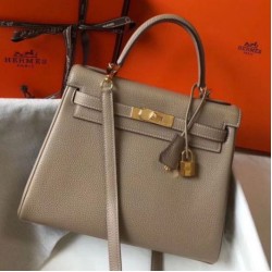 Replica Hermes Kelly 32cm Retourne Bag Tourterelle Clemence 