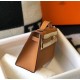 Replica Hermes Kelly Pochette Bag Gold Epsom 