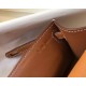 Replica Hermes Kelly Pochette Bag Gold Epsom 