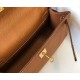 Replica Hermes Kelly Pochette Bag Gold Epsom 