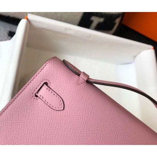 Fake Hermes Kelly Pochette Bag Mauve Sylvestre Epsom  Replica