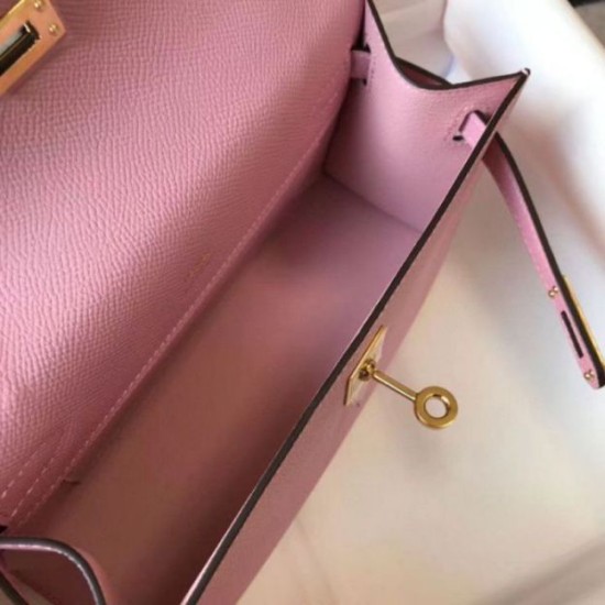 Fake Hermes Kelly Pochette Bag Mauve Sylvestre Epsom  Replica