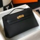 Replica Hermes Kelly Pochette Bag Black Epsom 