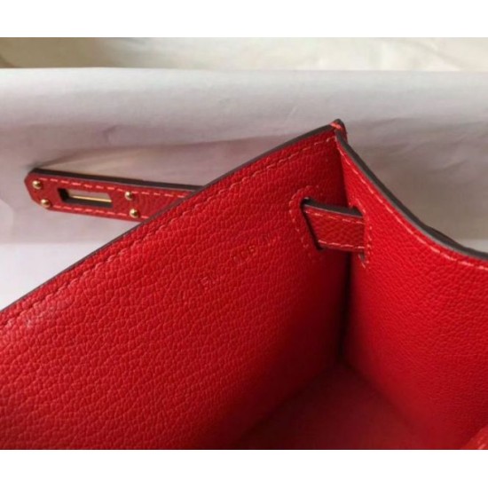 Fake Hermes Kelly Pochette Bag Red Epsom  Replica
