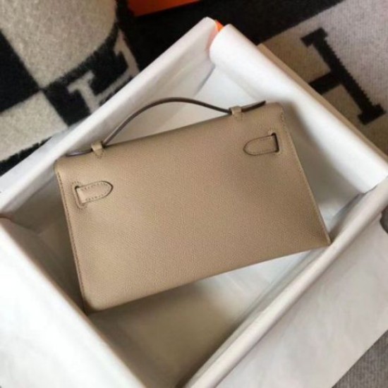 Replica Hermes Kelly Pochette Bag Gris Tourterelle Epsom 