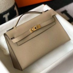 Replica Hermes Kelly Pochette Bag Gris Tourterelle Epsom 