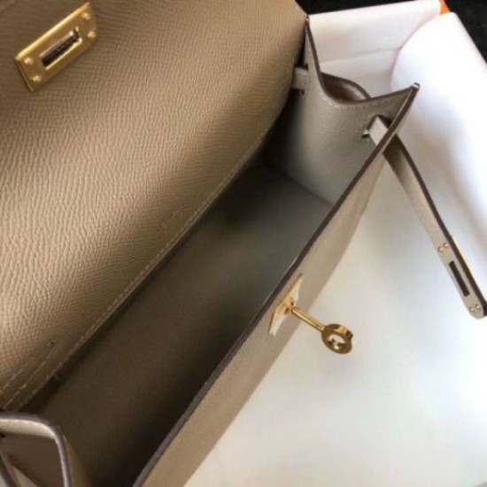 Replica Hermes Kelly Pochette Bag Gris Tourterelle Epsom 