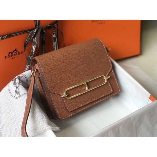 Fake Hermes Sac Roulis Mini Bag Gold Evercolor Calfskin Replica