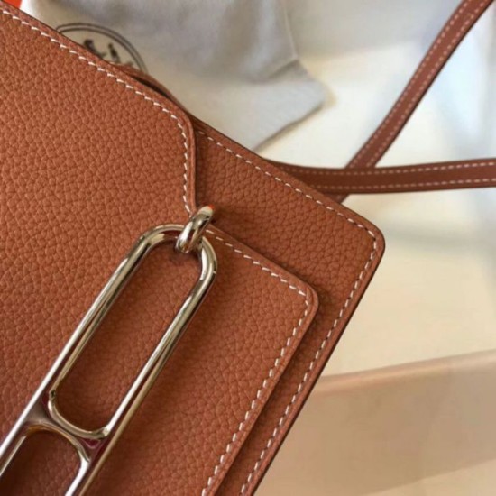 Fake Hermes Sac Roulis Mini Bag Gold Evercolor Calfskin Replica