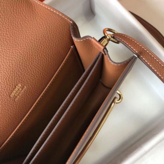 Fake Hermes Sac Roulis Mini Bag Gold Evercolor Calfskin Replica