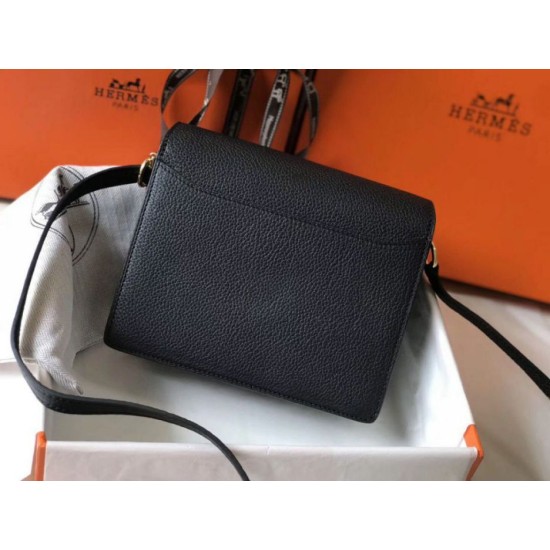 Replica Hermes Sac Roulis Mini Bag Black Evercolor Calfskin
